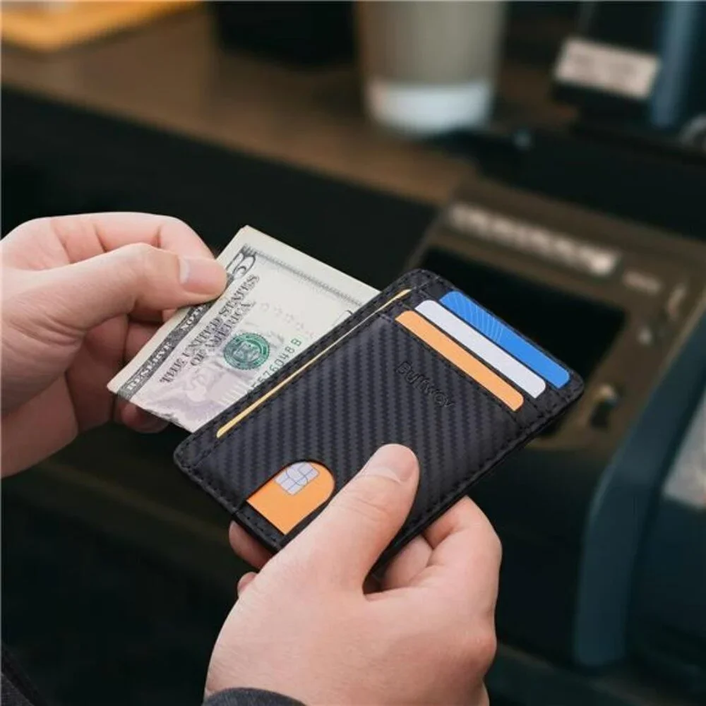 Buffway RFID Leather Wallet Slim Minimalist Front Pocket Wallet for Men Women
